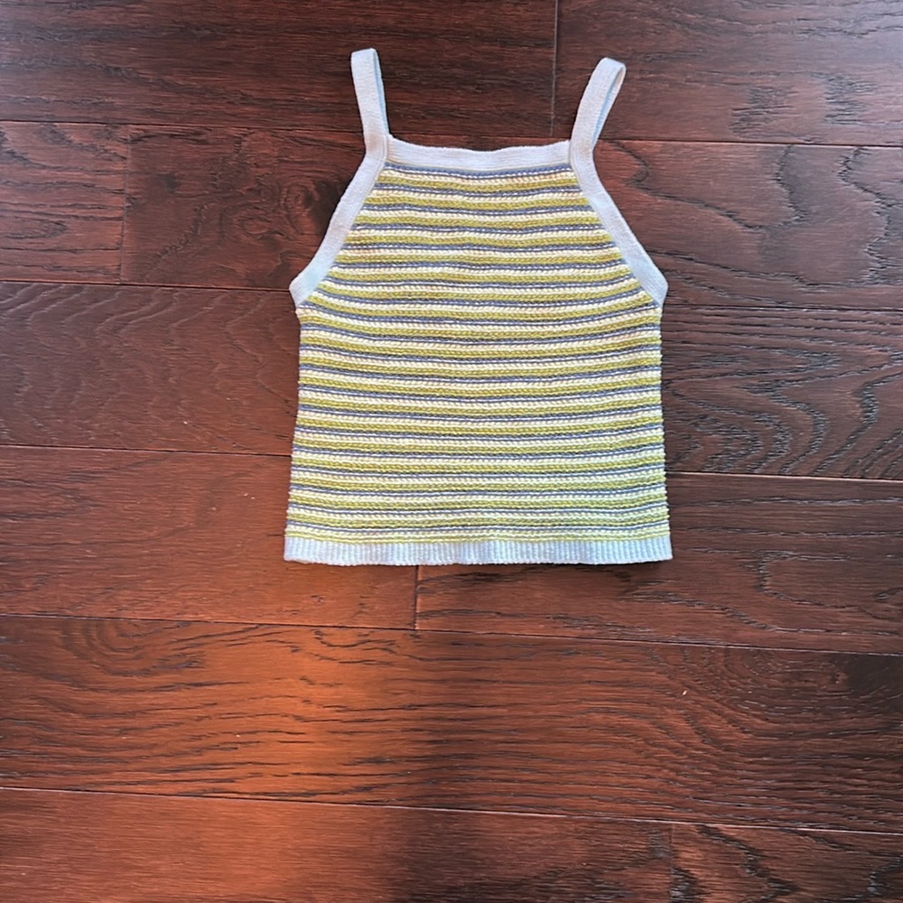American Eagle Striped High Neck Knit Tank in XS